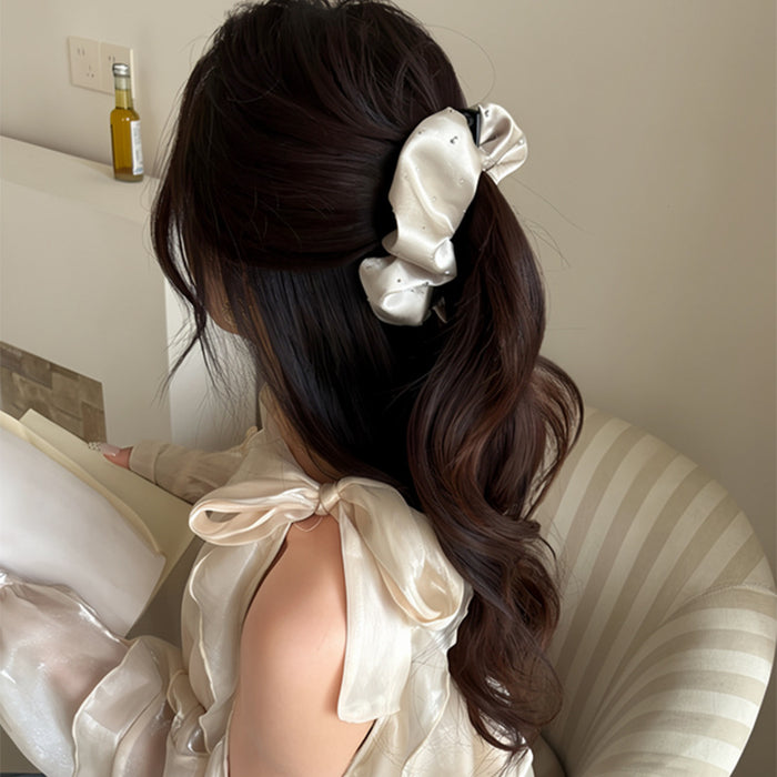 Satin Ruched Rhinestone Twist Hair Clips Five Colors
