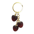 Dark Red Three Cherry Charm Keychain Gold Split Ring view 5