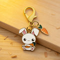 Gold Tone White Bunny and Carrot Lobster Clasp Charm view 3