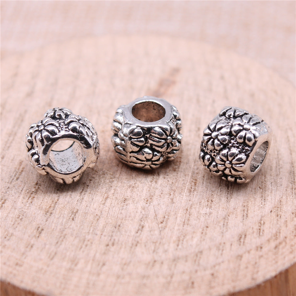 11x11x8mm 2.4g Antique Silver Zinc Alloy Large Hole Round Loose Metal Beads for DIY Bracelet Jewelry Making