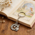 Silver Tone Rabbit Clock Split Ring Keychain and Attached Hardware view 3