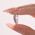 Open Side Zircon Ring Teardrop Stone Pave Band Design view 3