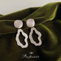 Cream White Irregular Hollow Drop Earrings Pearl Sheen Stud view 1