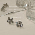 Silver Liquid Metal Irregular Flower Stud Earrings view 1