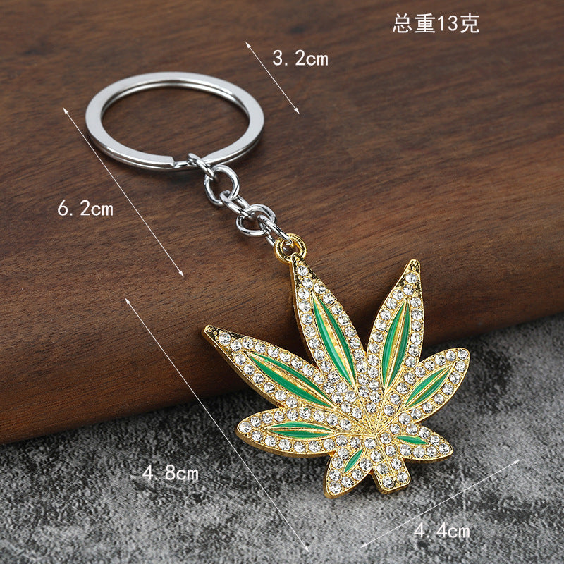 Rhinestone Maple Leaf Zinc Alloy Keychain Fashion Bag Charm