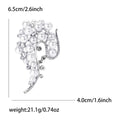 Crystal Pearl Leaf Brooch in Detailed Metal and Crystal Design view 6