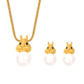 Squirrel and White Pearl Necklace and Earring Collection in Four Finishes view 5
