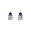 Silver-Tone Blue Clear Two-Stone CZ Geometric Studs view 5