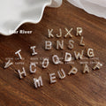 Gold Tone Micro Pave Initial Letter Stud Earrings 26 Styles view 1