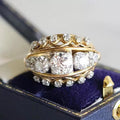Gold Filigree Openwork Three Clear CZ Domed Band Ring view 2