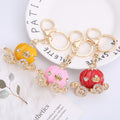 Pumpkin Carriage Enamel Rhinestone Keychain Gold Tone 4 Colors view 1