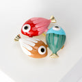Three Colorful Fish Brooch with Gold Tone Fins and Enamel Bodies view 2