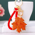 Full Crystal Maple Leaf Keychains with Braided Fortune and Clasp Free Loops view 7