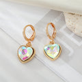 Gold Tone Faceted Crystal Butterfly and Heart Huggie Earrings view 5