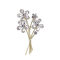 Floral Bouquet Crystal Metal Brooch Pin 6.7 x 4 cm view 1