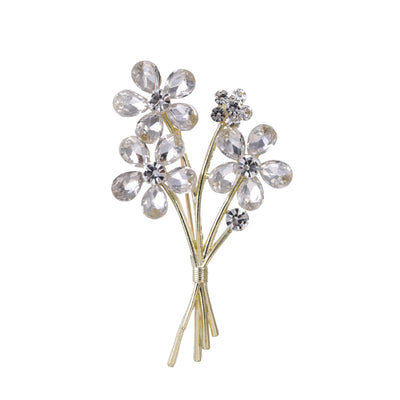 Front product view of the crystal flower brooch