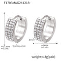 Pave Zircon Wide Huggie Hoop Earrings Gold Steel Multicolor view 8