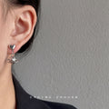 Silver Heart Post Drop Textured Planet Charm Earrings Pair view 3