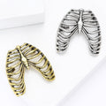 Openwork Rib Cage Brooch Metal Skeleton Accent Pin view 3