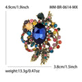 Ornate Glass Crystal Bouquet Brooch with Leafy Metal Frame view 9