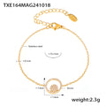 Double Circle Zircon Necklace Bracelet Ring Jewelry Set view 8