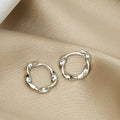 Textured Molten Look Small Hoop Earrings in Two Finishes view 3