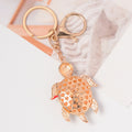 Green Enamel Rhinestone Turtle Keychain Gold Lobster Clasp view 2
