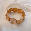 Textured Irregular Flat Link Stretch Bracelet In Gold Or Silver Tone view 6