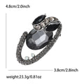Green and Black Oval Crystal Brooch Curved Rhinestone view 7