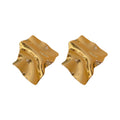 Sculpted Wavy Metal Statement Stud Earrings in Two Finishes view 5