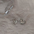 Silver Tone Liquid Metal Irregular Heart Stud Earrings view 4