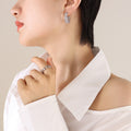 Woven Lattice Mesh C Shape Hoop Earrings Gold Steel view 7