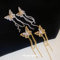 Butterfly Chain Tassel Clip On Earrings In Two Tones view 2
