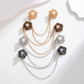 Gold Tone Camellia Crystal Pearl Look Four Designs Metal Brooch Pin view 3