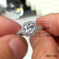 Silver Tone Cushion Clear Stone Halo Ring With Side Accents view 5