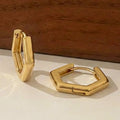 Stainless Steel Geometric Hexagon Huggie Hoop Earrings view 3