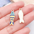 Enamel Zinc Alloy Goldfish Charm Pendant for DIY Bracelet Necklace Jewelry Making — 8×26mm