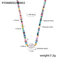Multicolor Natural Stone Heishi Bead Imitation Pearl Necklace view 6