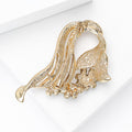 Crystal Abstract Leaf Swirl Brooch Gold Silver Clear Stones view 4