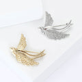 Gold Silver Openwork Flying Swallow Bird Brooch Two Finishes view 3