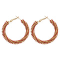 Black Crystal Twisted Gold Tone Hoop Earrings Statement Jewelry view 5