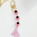 Evil Eye Beaded Keychain With Tassel And Gold Swivel Clasp Bag Charm view 9