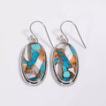 Silver Oval Turquoise Mosaic Drop Hook Earrings Multicolor view 5