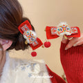 Red Velvet Lion Dance Bow Hair Clip Pair Tassel Styles view 4