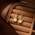 Gold Lotus and Gourd Inspired Delicate Small Hook Earrings view 6