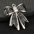 Rhinestone Bow Charm Pendant Two Metal Tones Five Colors view 8