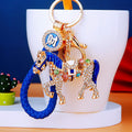 Jeweled Horse Keychains in Four Colors with Fortune and Heart Loop Options view 2
