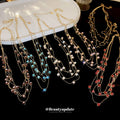 Gold Multi Layer Round Crystal Station Necklace Six Colors view 4