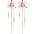 Pink Floral Pearl Chain Tassel Stud Earrings Fashion Jewelry view 5