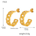 Geometric Chain C-Hoop Cast Earrings Gold Steel Styles view 8